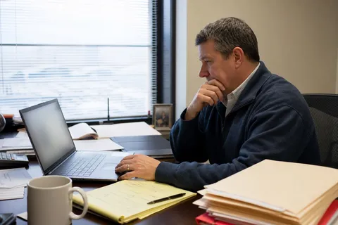 A Canadian accountant comparing practice management software options on a laptop at a desk.