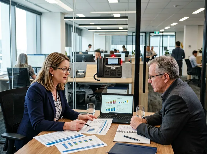 Accountant in meeting while AI handles incoming call