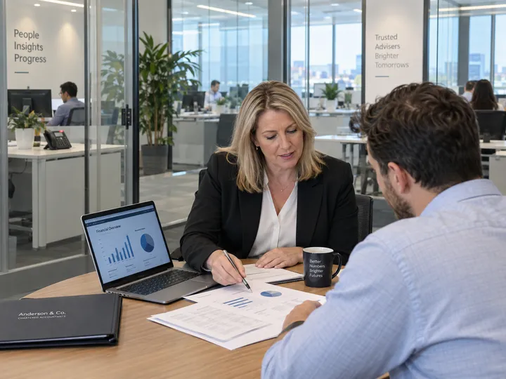 Accountant in meeting while AI handles incoming call