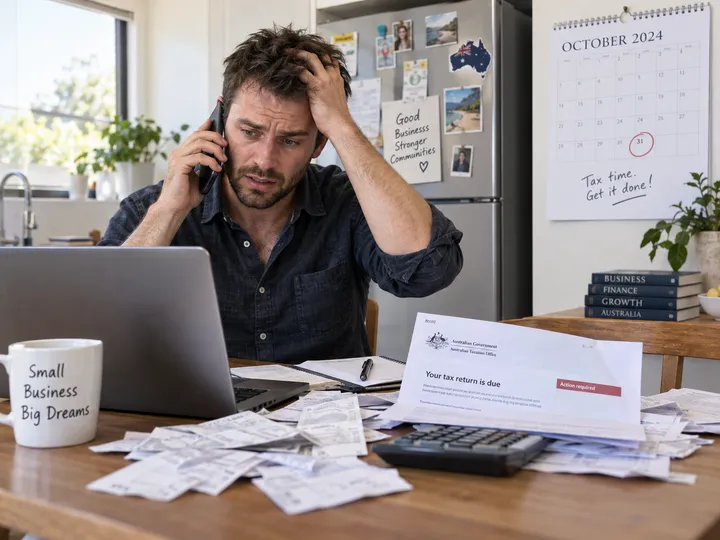 Business owner calling accountant about ATO BAS deadline
