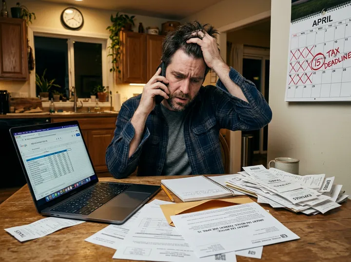 Business owner calling CPA about IRS tax filing deadline