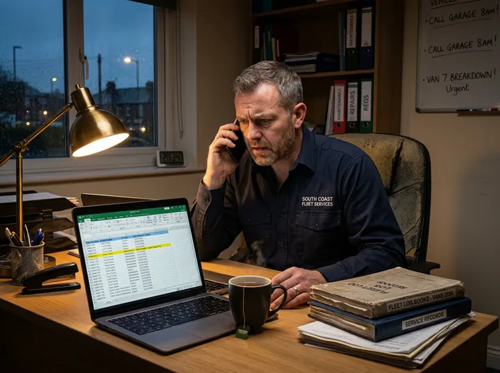 After-hours fleet vehicle repair call being answered by AI phone service