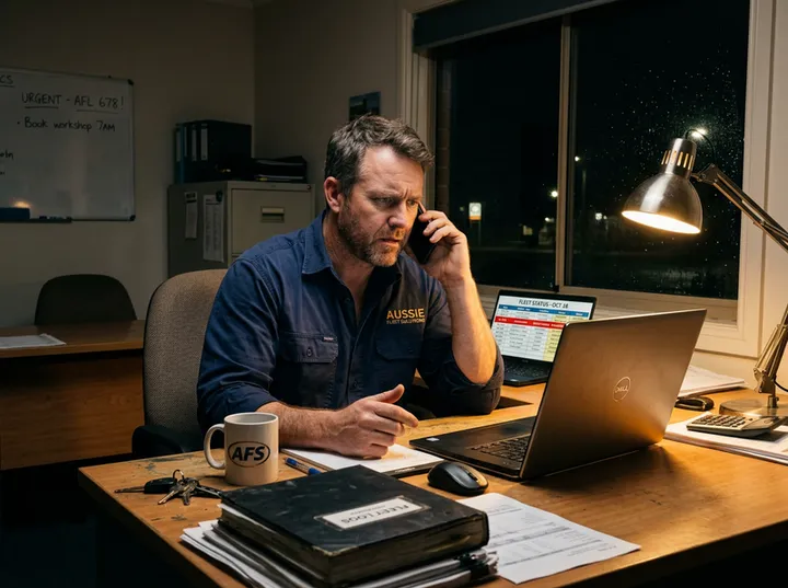 After-hours fleet vehicle repair call being answered by AI phone service