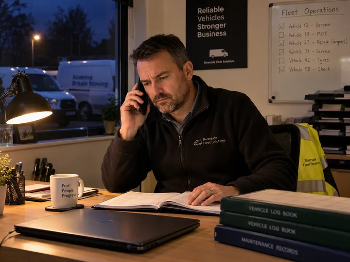 After-hours fleet vehicle repair call being answered by AI phone service