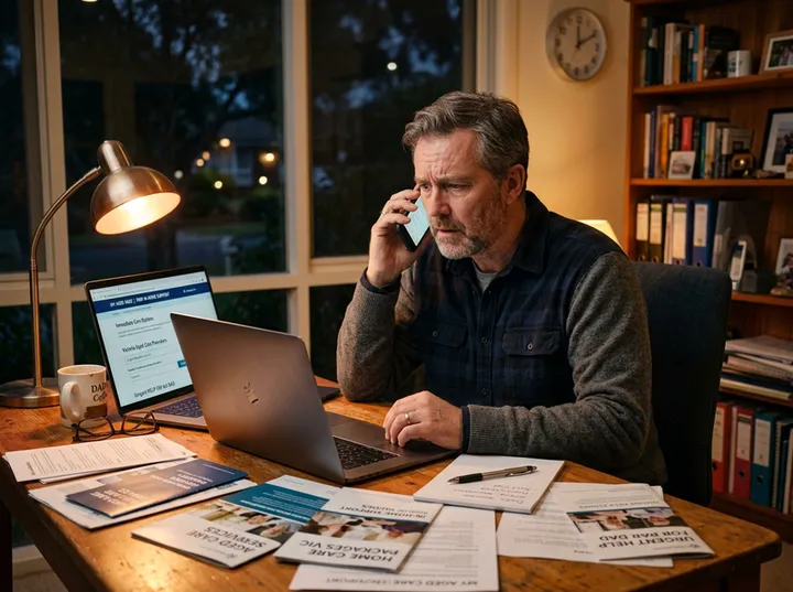 After-hours in-home care enquiry being answered by AI phone service