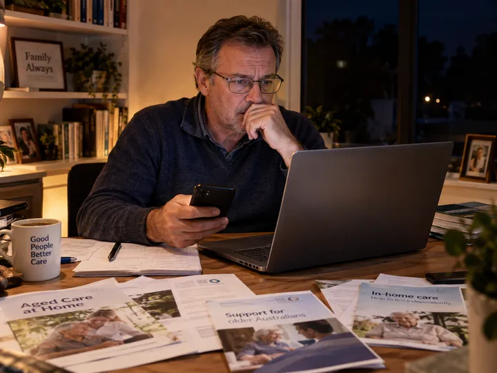 After-hours in-home care enquiry being answered by AI phone service