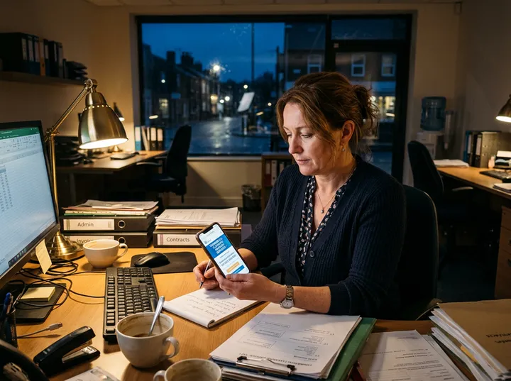 After-hours commercial cleaning enquiry being answered by AI phone service