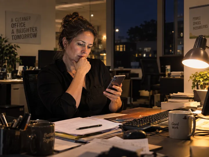 After-hours commercial cleaning inquiry being answered by AI phone service