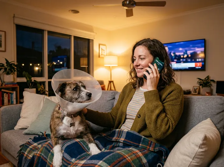 Evening call about special care dog walking answered by AI