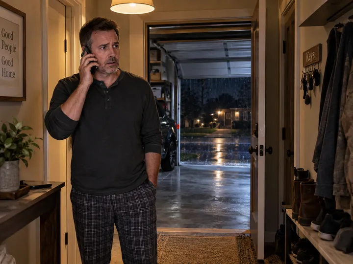 After-hours garage door security call being answered by AI phone service