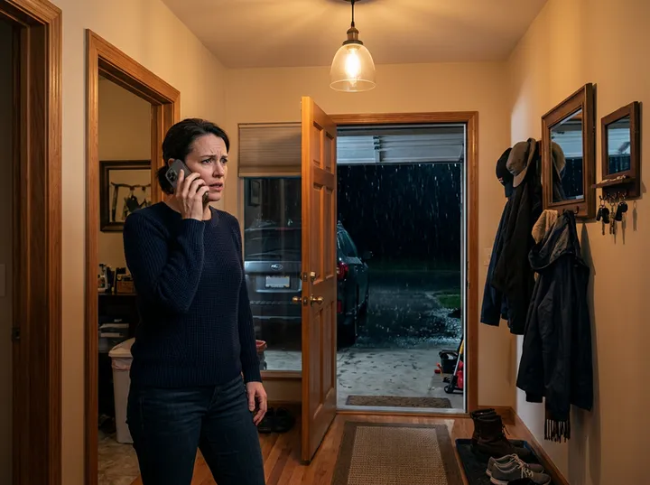 After-hours garage door security call being answered by AI phone service