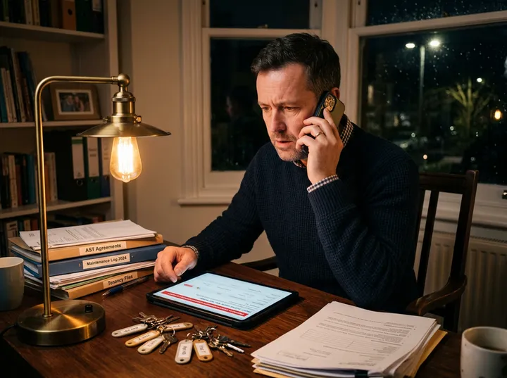 After-hours landlord maintenance call being answered by AI phone service