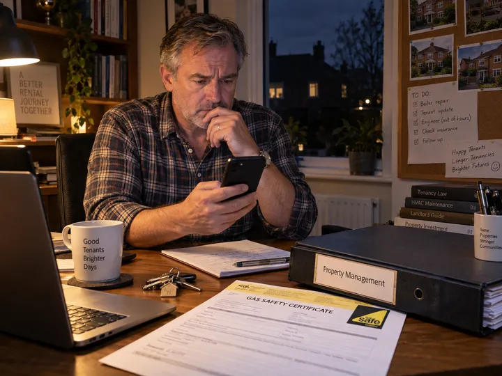 After-hours rental property heat pump call being answered by AI phone service