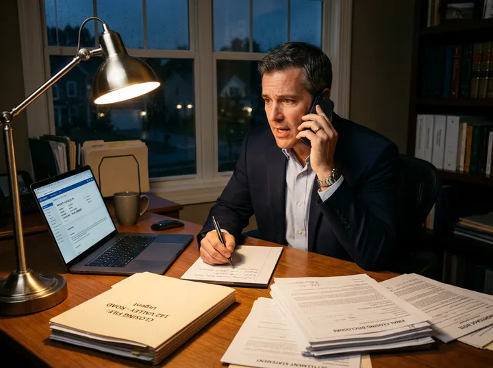 After-hours attorney call about property closing answered by AI phone service