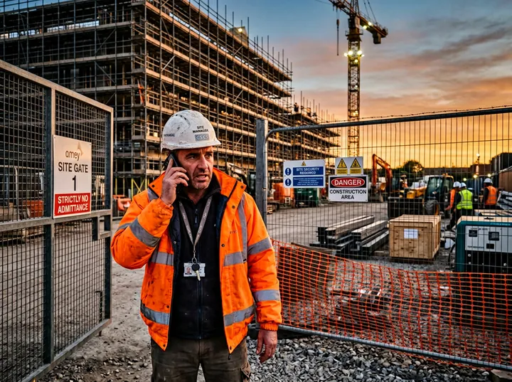 Urgent evening call about construction site security answered by AI