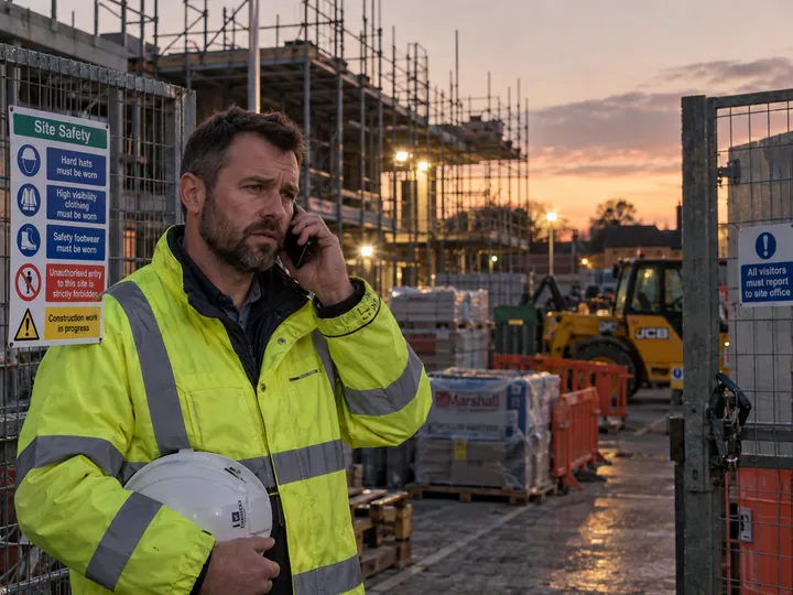 Urgent evening call about construction site security answered by AI