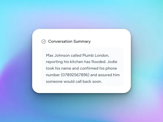 AI call summary and transcript