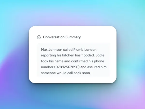 AI call summary and transcript