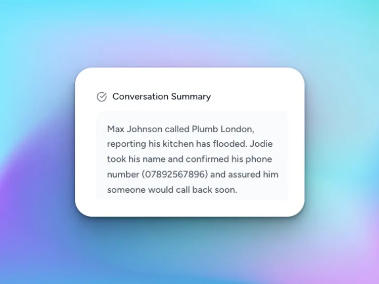 AI call summary and transcript