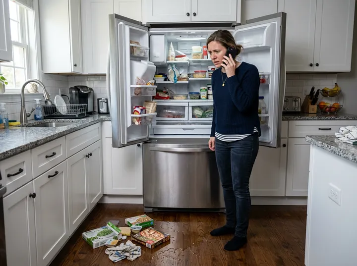 Customer urgently calling about a broken refrigerator full of spoiling food