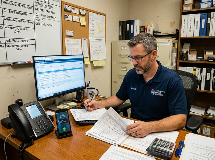 Customer calling about warranty follow-up on a previous appliance repair