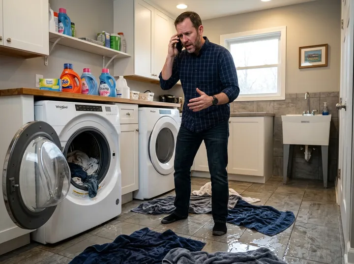 Customer calling about a washer flooding their laundry room