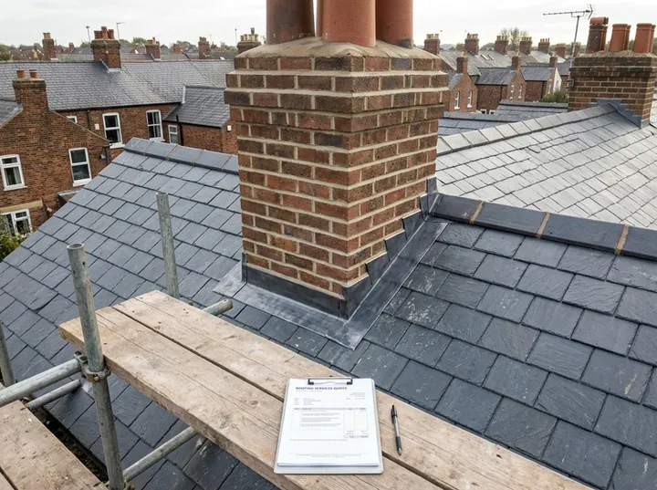 AI receptionist capturing chimney repair quote details for roofer
