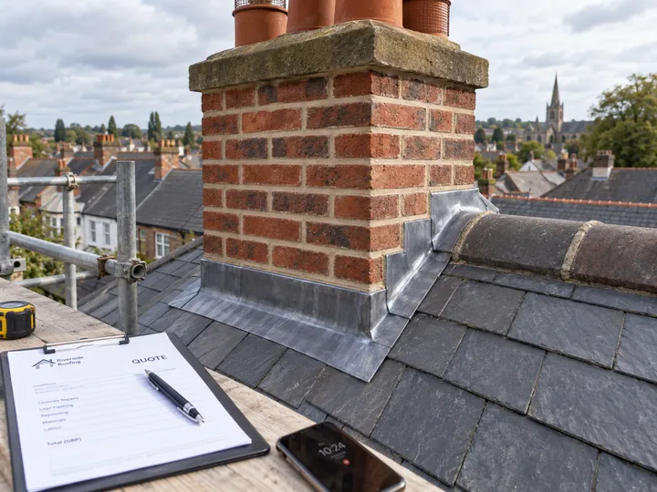 AI receptionist capturing spouting and flashing quote details for roofer