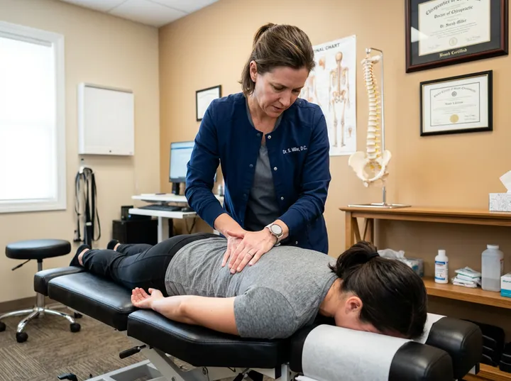 Chiropractor focused on patient treatment while AI handles incoming calls