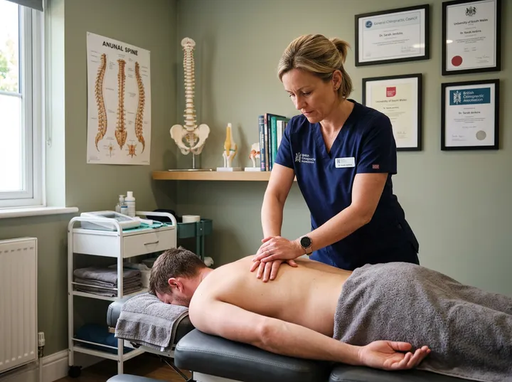 Chiropractor focused on patient treatment while AI handles incoming calls