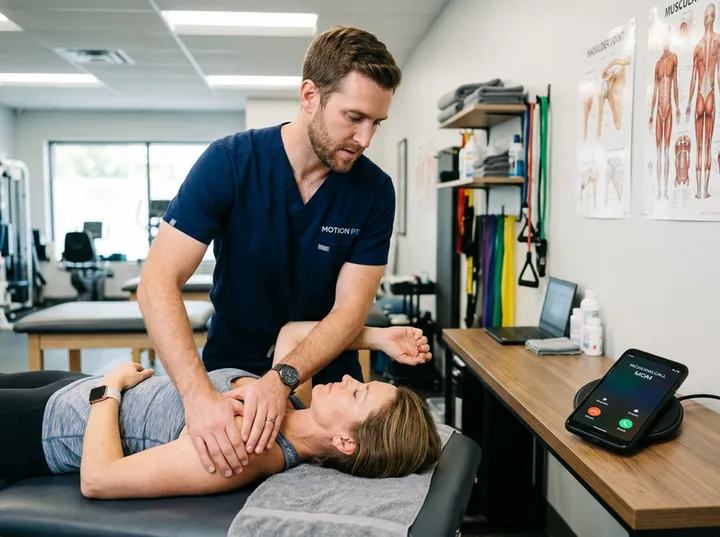 Physical therapist unable to answer phone while treating a patient