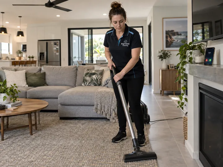 Cleaner unable to answer phone while vacuuming a living room