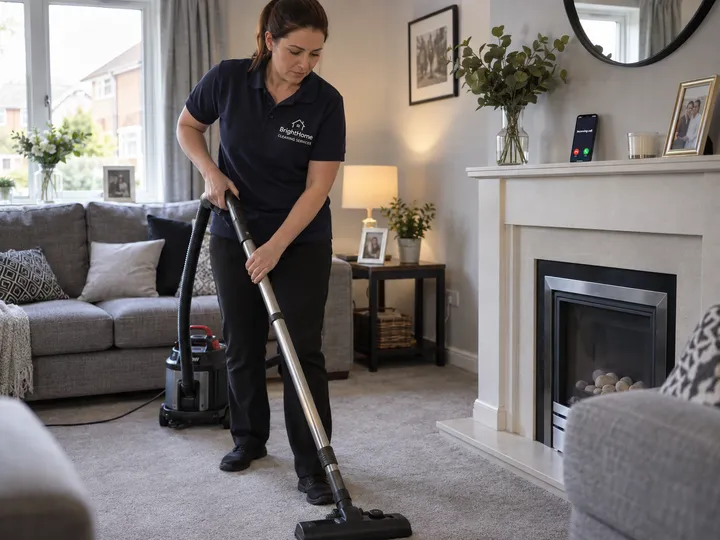 Cleaner unable to answer phone while vacuuming a living room