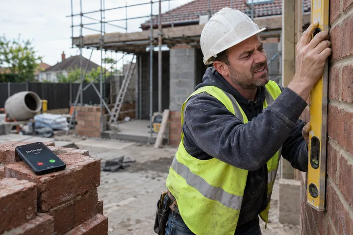 General contractor unable to answer phone while working on a construction site