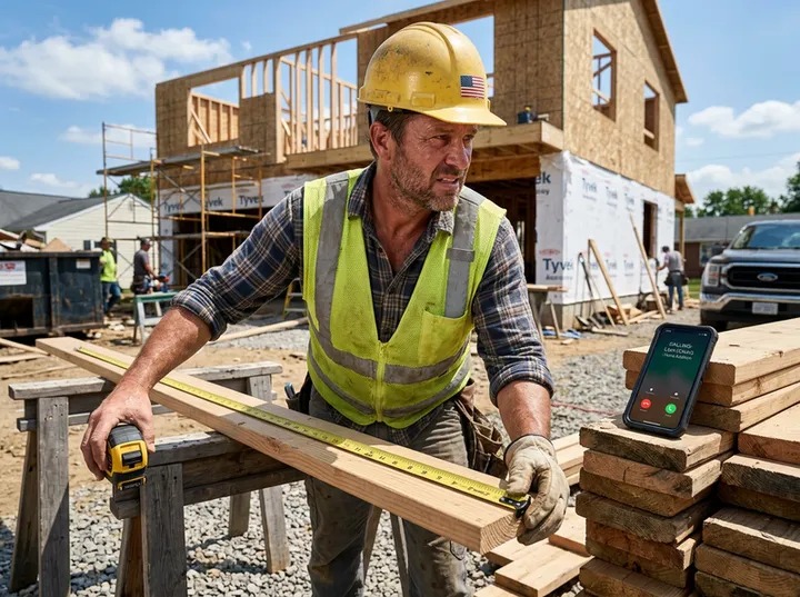 General contractor unable to answer phone while working on a construction site