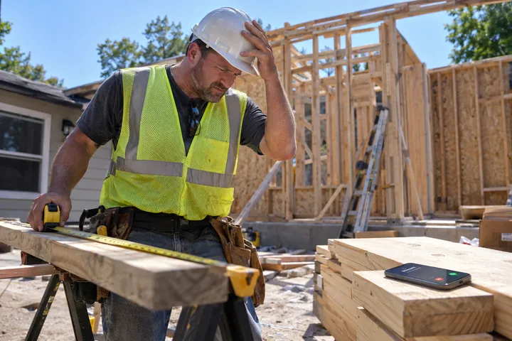 General contractor unable to answer phone while working on a construction site
