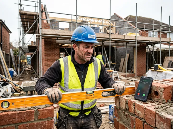 General contractor unable to answer phone while working on a building site