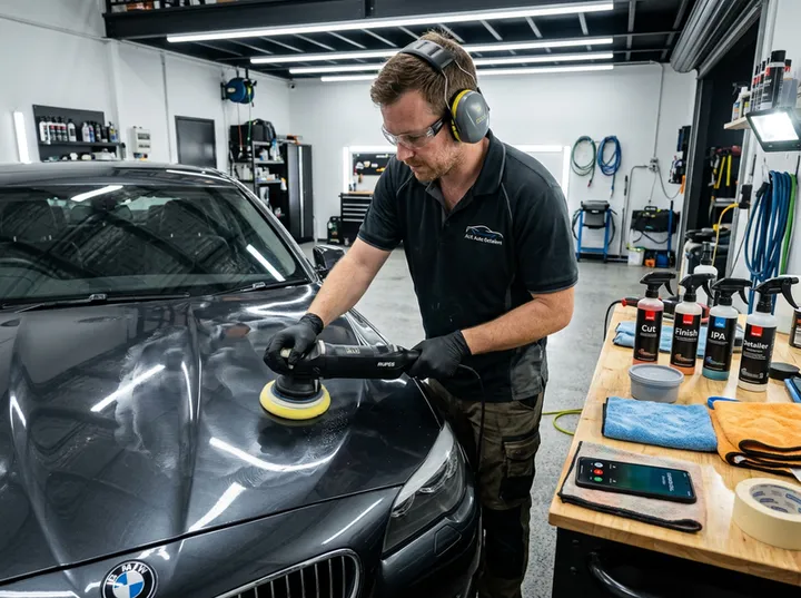 Car detailer unable to answer phone during paint correction work