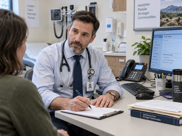 AI receptionist handling medication refill request while doctor is with patient