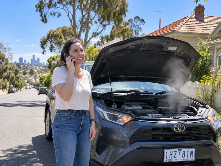 Emergency breakdown call being handled by AI answering service for mechanic