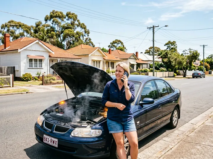 Emergency breakdown call being handled by AI answering service for mechanic