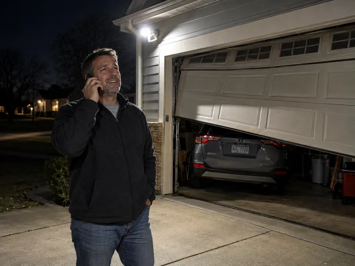 Emergency stuck garage door call being handled by AI answering service