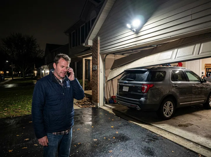 Emergency stuck garage door call being handled by AI answering service