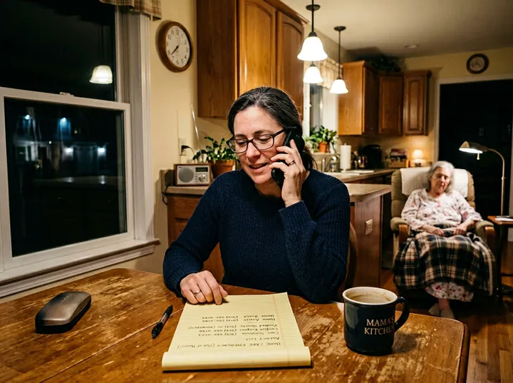 Family member calling about home health care being answered by AI answering service