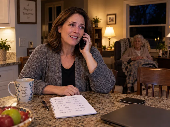 Family member calling about home health care being answered by AI answering service