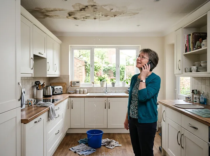 Emergency home repair call being handled by AI answering service