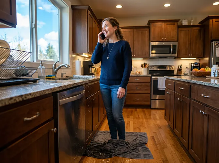 Emergency home repair call being handled by AI answering service