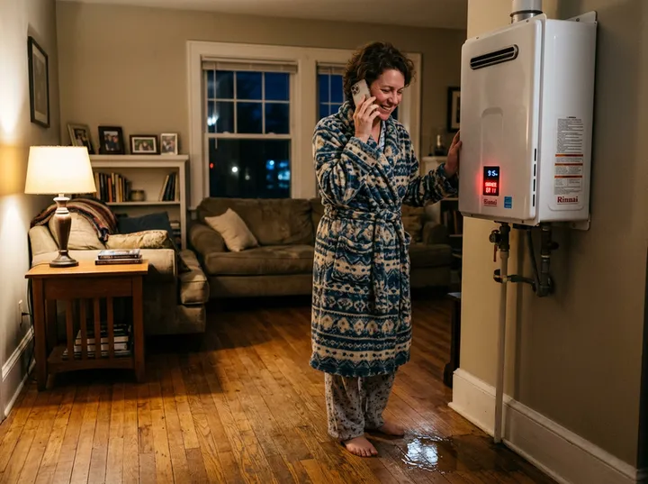 Emergency plumbing service call being handled by AI answering service