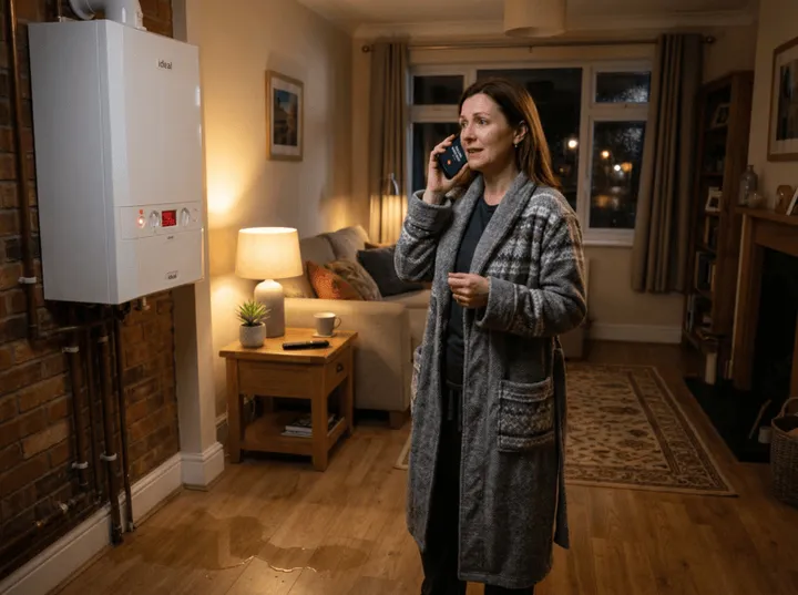 Emergency plumbing service call being handled by AI answering service