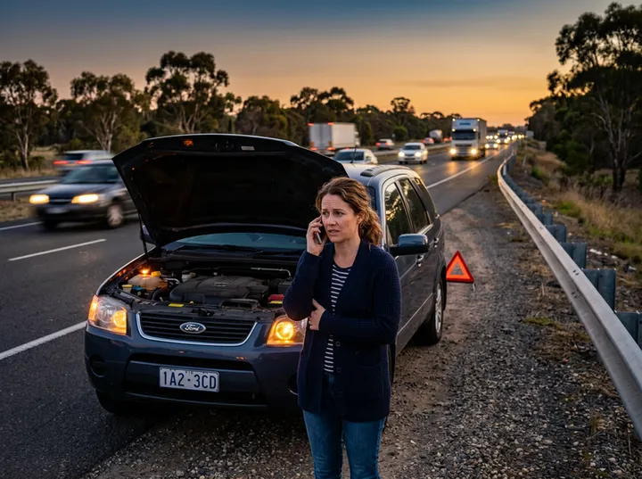 Stranded driver calling for roadside recovery assistance
